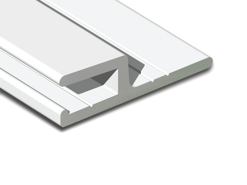 Close-up of the 1 1/4 inch Aluma-Trac profile, showing the bead receiver and two mounting areas
