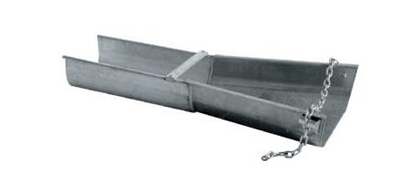 Aluminum concrete chute with a flared end and attachment chain