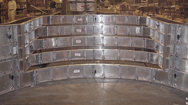 Aluminum radius step forms assembled on the shop floor