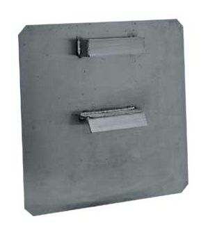 Aluminum pouring board with an L-shaped bracket on the back