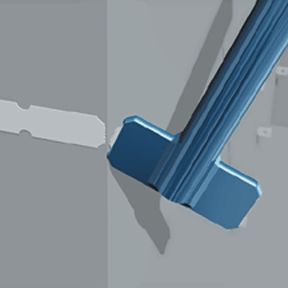 Close-up illustration of a wall tie end being struck to break it off