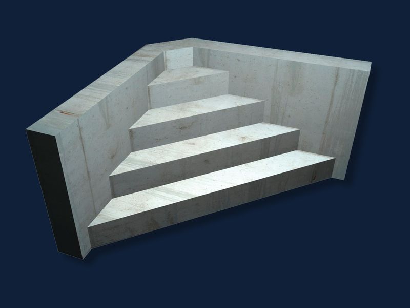 3D rendering of straight corner pool steps