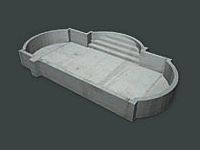 3D rendering of a custom-shaped concrete pool shell