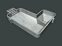 3D rendering of an L-shaped concrete pool shell