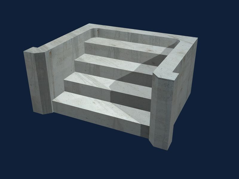 3D rendering of straight outside pool steps in concrete
