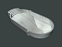 3D rendering of an oval concrete pool shell