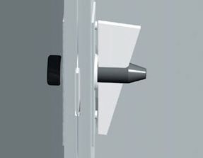 Illustration of a standard pin and wedge locking two forms together