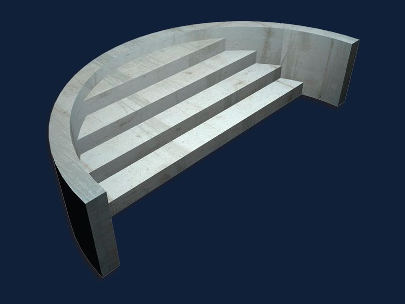 3D rendering of radius inside pool steps