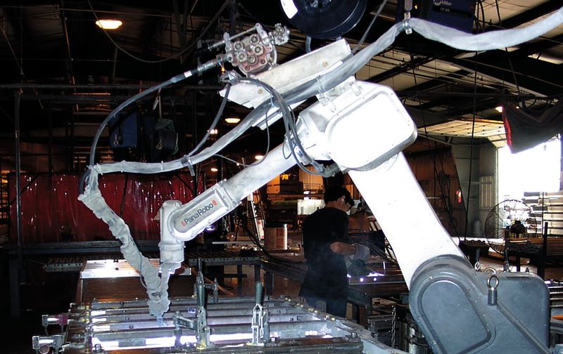 Robotic welding of aluminum forms in the Wall-Ties plant in Shawnee, Kansas