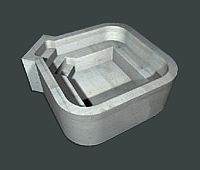 3D rendering of a square concrete spa with a seat and steps