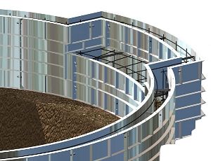 Illustration of radius swimout forms on a pool wall