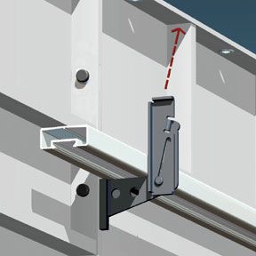 Illustration of a waler bracket being released from the waler board