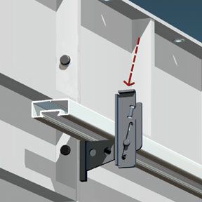 Illustration of a waler bracket being tightened onto the waler board