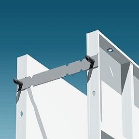 Illustration of a steel wall tie installed between two forms
